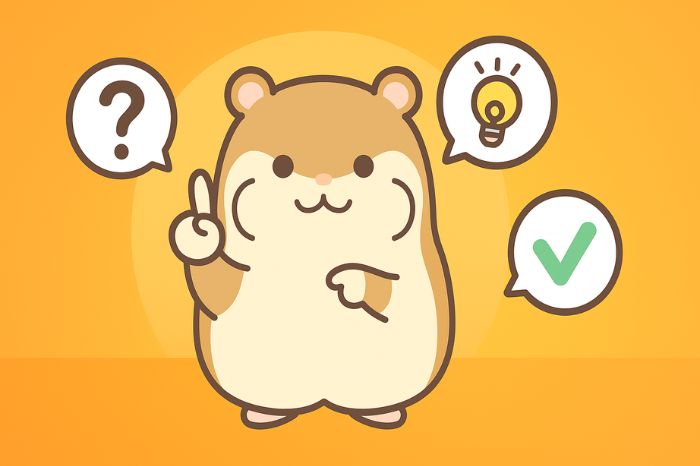 XM口座凍結に関するよくある質問に答えるハムスターと疑問符・電球・チェックマーク