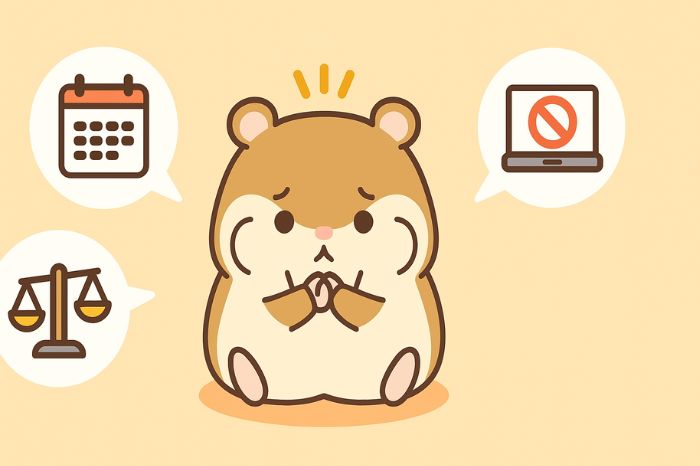 XM口座凍結の主な原因(90日放置・両建て取引・規約違反)を示すハムスターとアイコン