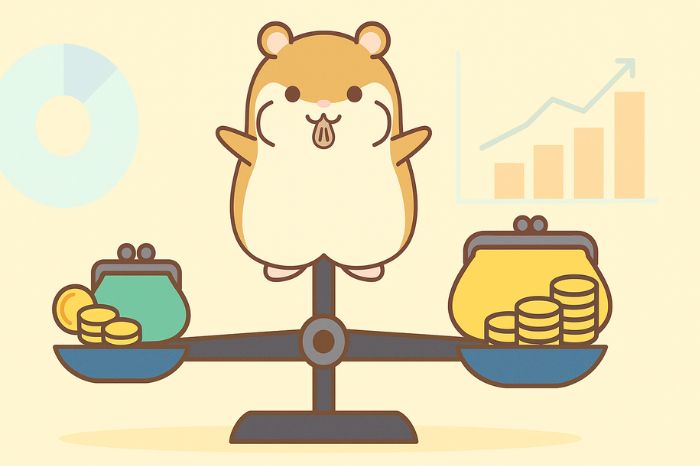 XM出金手数料のコスト比較を示す天秤のイラスト(少額出金と大口出金の手数料差を視覚化)