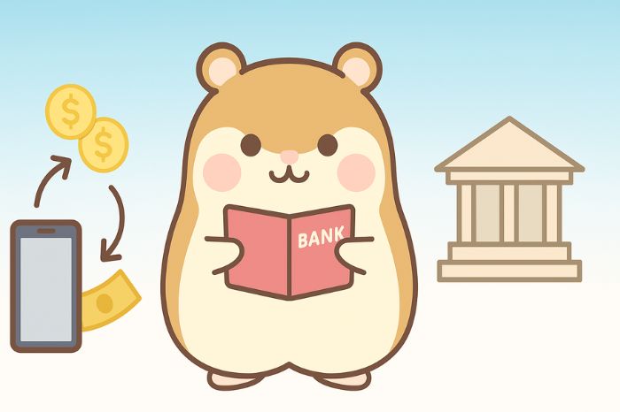 XMへの銀行送金で入金できない場合の解決方法を示すハムスターと銀行通帳のイラスト