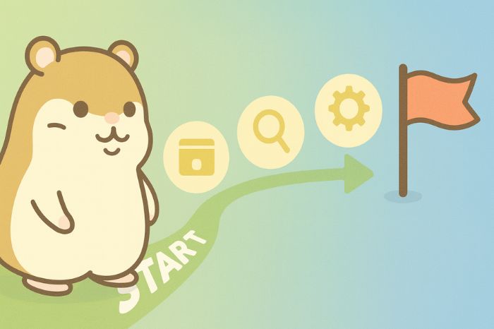 XMコピートレードの投資家口座開設から取引開始までの3ステップを図解。口座開設、ストラテジー選択、設定完了の流れをハムスターとアイコンで分かりやすく表現