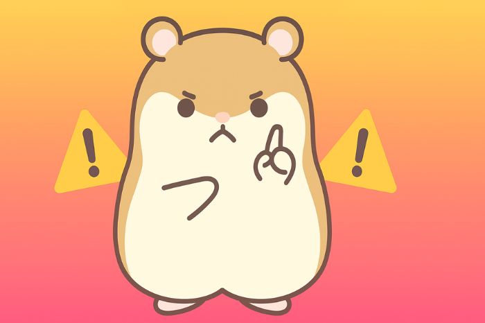 XM仮想通貨レバレッジ取引の注意点とリスクを警告するハムスターのイラスト