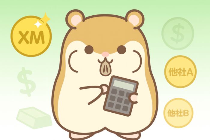 XMゴールドの実質取引コスト比較｜手数料込みでXMと他社FX業者のコストを計算するハムスター