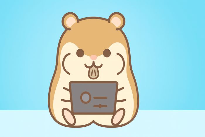 XMのレバレッジ設定と変更方法をパソコンで操作するハムスターのイラスト