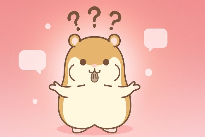 XMのロット計算についてよくある質問に答えるハムスターキャラクター