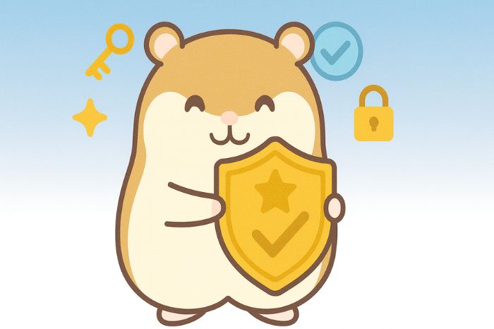 XMの安全性と信頼性を盾で表現するハムスターのイラスト