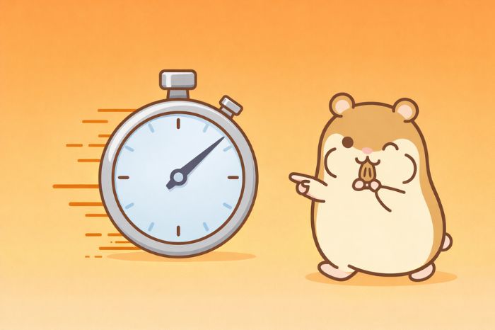 HFMへのbitwallet入金反映時間約10分を示すストップウォッチとハムスター