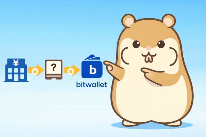 bitwalletと収納代行規制の関係を説明するハムスターキャラクター