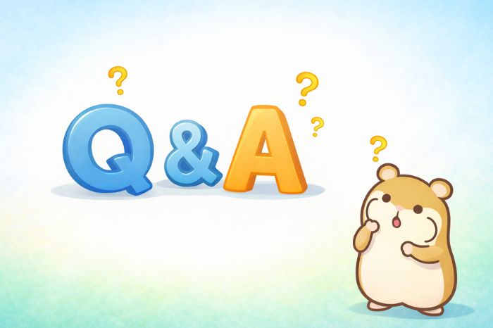 HFMビットコイン取引のよくある質問を表すQ&Aイラスト