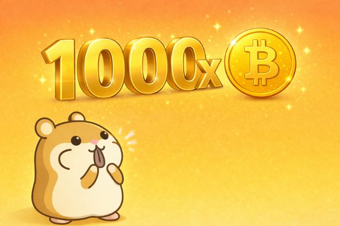 HFMビットコインの最大レバレッジ1000倍を表すイラスト