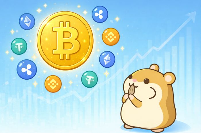 HFMのビットコイン取引の特徴を表すビットコインと仮想通貨アイコンのイラスト