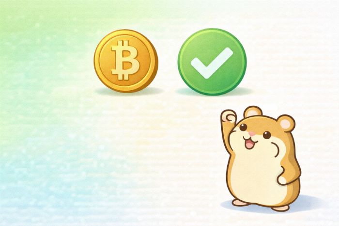 HFMビットコイン取引のまとめを表すビットコインとチェックマークのイラスト