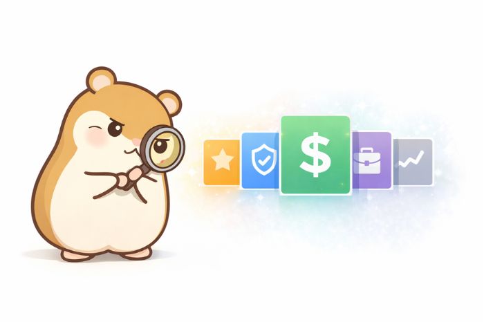 HFMの口座タイプを比較するハムスターキャラクター