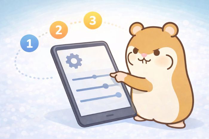 HFMのレバレッジ確認・変更方法を案内するハムスター