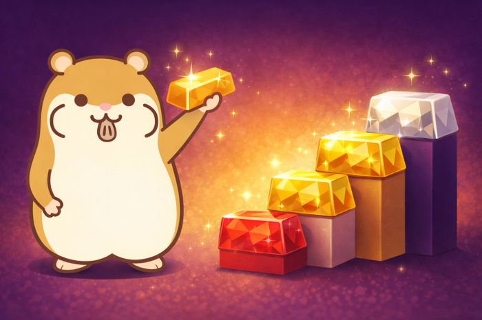 HFMバーとランクアップを説明するハムスター