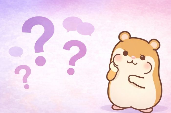 HFMスキャルピングのよくある質問を考えるハムスターとクエスチョンマーク