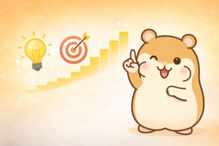 HFMスキャルピング成功のコツを教えるハムスターと電球アイコン
