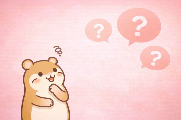 HFMの出金拒否に関するよくある質問に答えるハムスターキャラクター