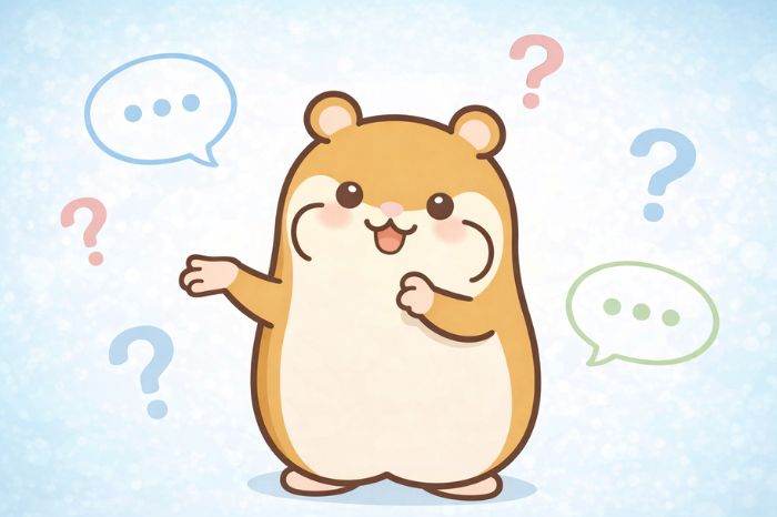 HFM出金手数料のよくある質問に答えるハムスター