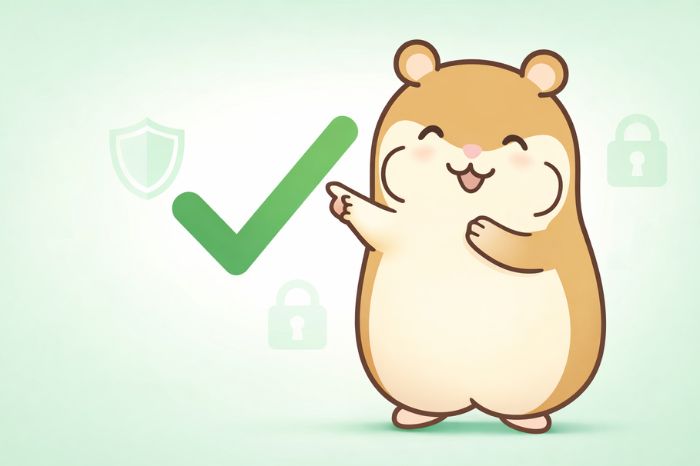 HFMで出金拒否がないことを安心して伝えるハムスターキャラクター