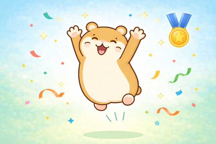 HFMの出金拒否に関する記事のまとめを伝えるハムスターキャラクター