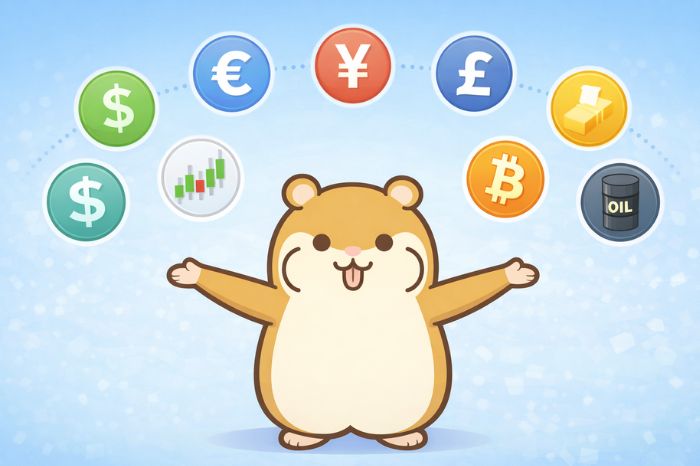 HFMとExnessの取引銘柄を通貨・ゴールド・株式アイコンで紹介するハムスター