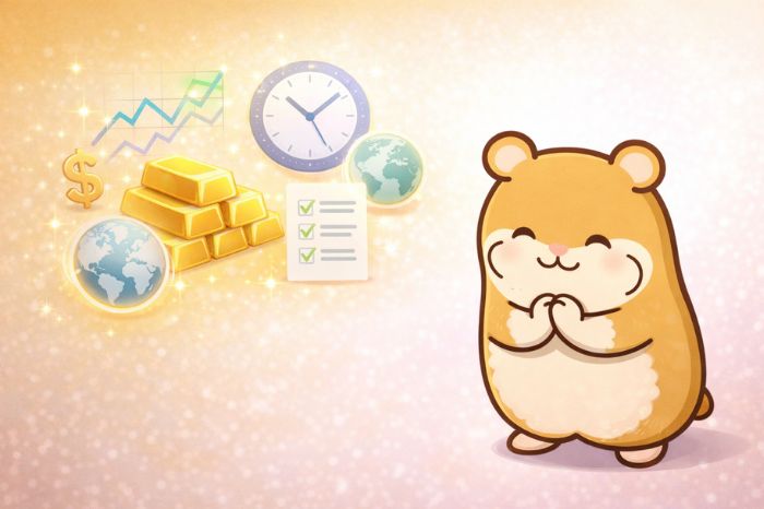 HFMゴールド取引条件のまとめを伝えるハムスターのイラスト