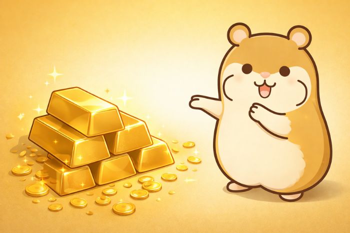 HFMのゴールド取引の概要を説明するハムスターと金塊のイラスト