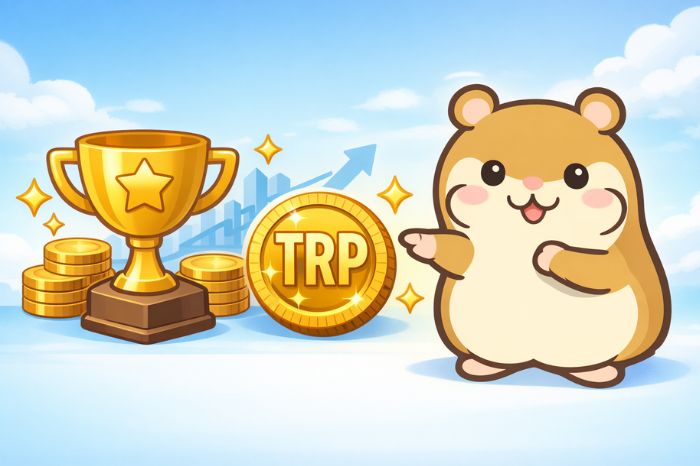 HFMロイヤリティプログラムの概要を紹介するTRPコインとトロフィーのイラスト