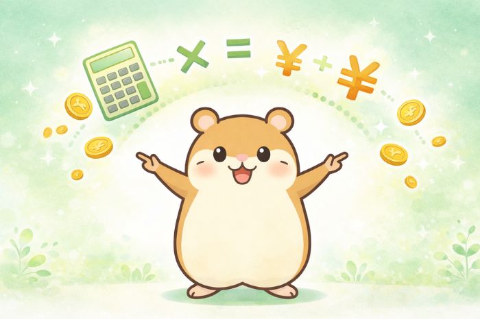 HFMのスワップポイント計算方法を電卓や数式で紹介するイメージ