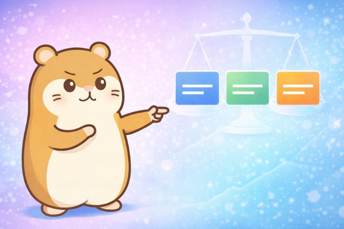 HFMゼロ口座と他の口座タイプを比較するハムスターキャラクター