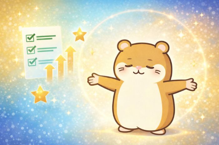 HFMゼロ口座のまとめを伝えるハムスターキャラクター