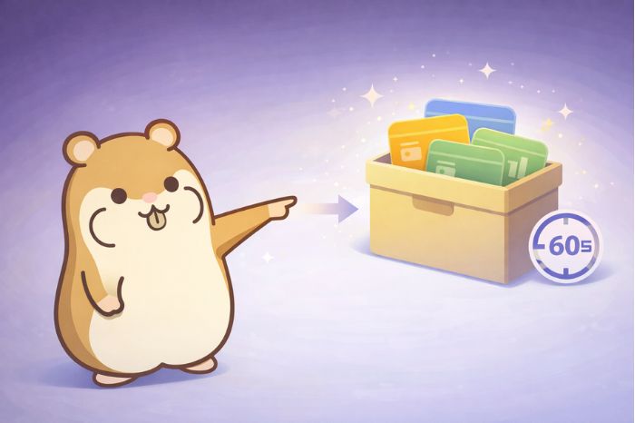 HFMの追加口座をアーカイブ(削除)する条件と手順を案内するハムスターキャラクター