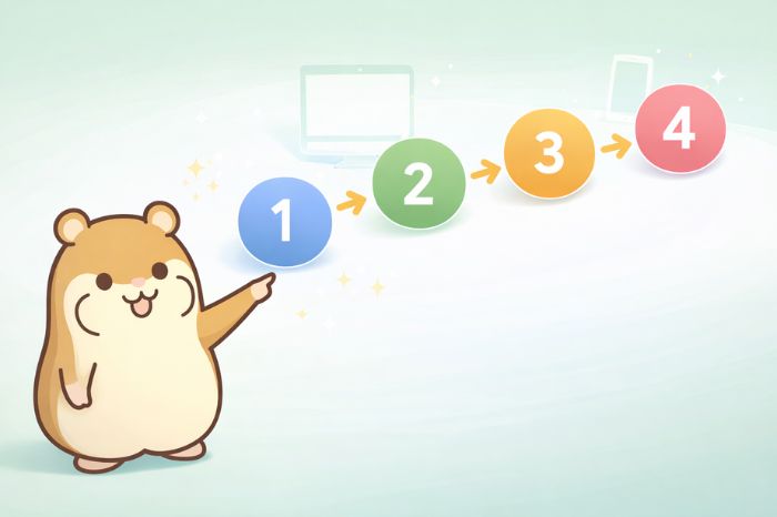 HFMの追加口座をmyHFエリアから開設する手順を案内するハムスターキャラクター