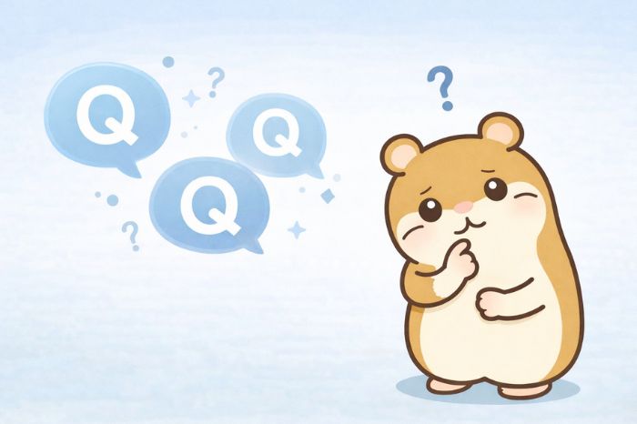 HFMのデモ口座に関するよくある質問を考えるハムスター