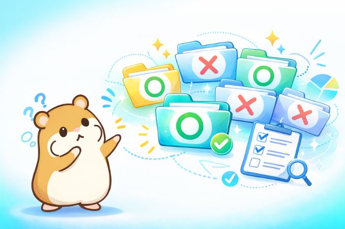 HFMのROFM対象口座タイプの一覧を○×で示すフォルダアイコンとハムスターキャラクター