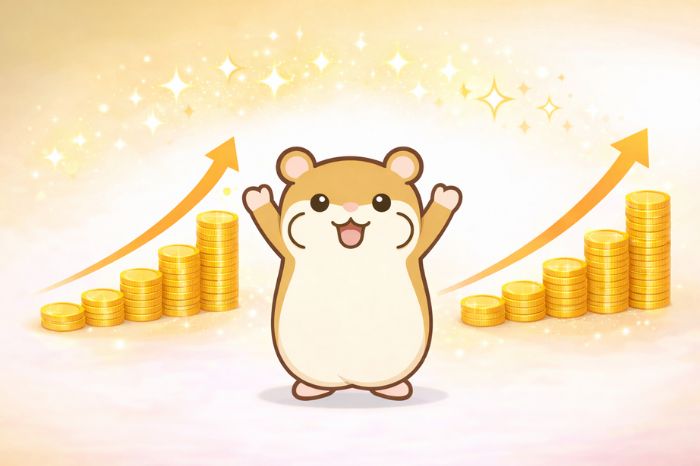 HFMのROFMで余剰証拠金を有効活用するイメージをコインと成長曲線で表現したイラストとハムスターキャラクター