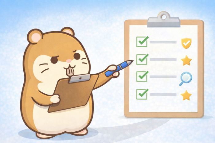 海外FX業者の選び方チェックリストを確認するハムスター