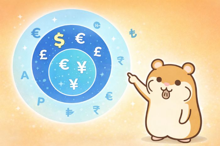 XMのFX通貨ペアをメジャー・マイナー・エキゾチックに分類した特徴のイラスト