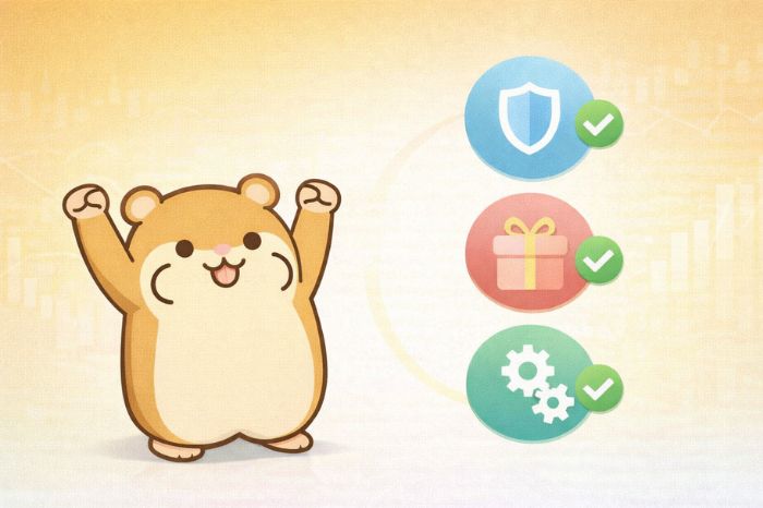 ハムスターがガッツポーズをしておりゼロカット・ボーナス・自動売買のアイコンにチェックマークが付いている