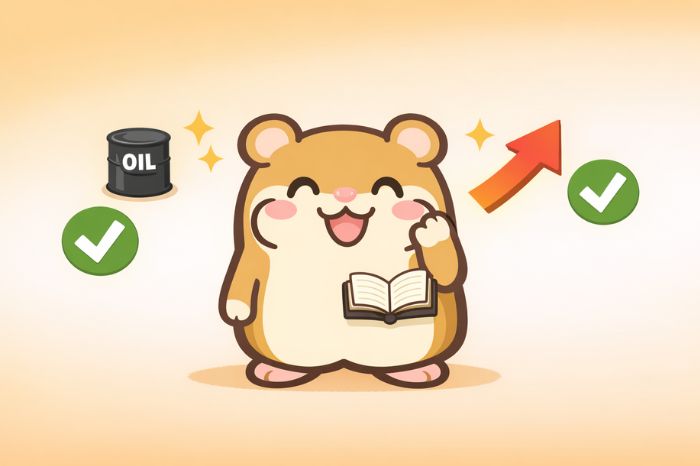 ハムスターがガッツポーズでチェックマークやドラム缶に囲まれるイラスト