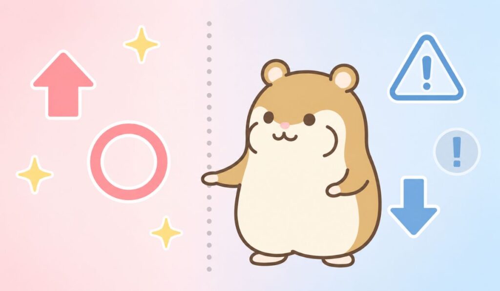 対比構図+ハムスターの説明
